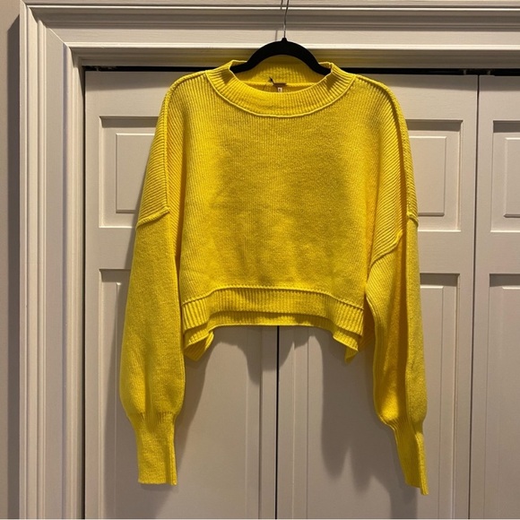 Free People Easy Street Crop Mock Neck Pullover Oversized Sweater | Size Small - Picture 5 of 8